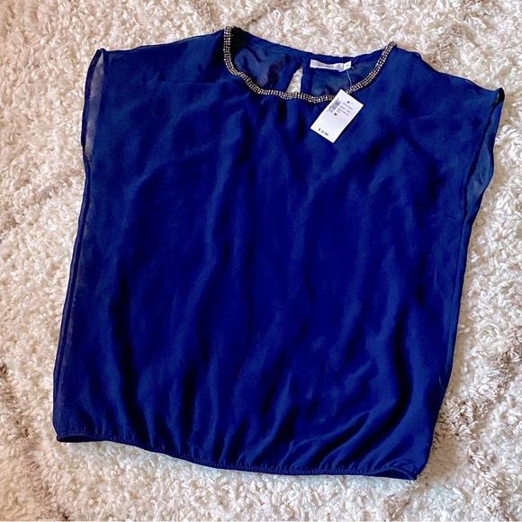 NWT! 🪩 Royal Blue Rhinestone Open Back Top 🪩 - Picture 1 of 4